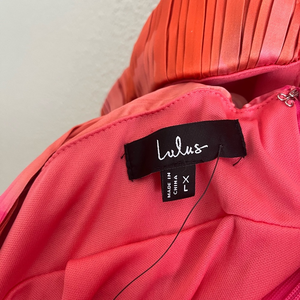 NWT Lulus Dedra Pink and Orange Abstract Pleated Maxi Dress XL - Picture 9 of 10
